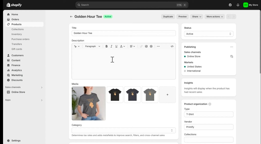 Before: Raw Shopify Screenshot